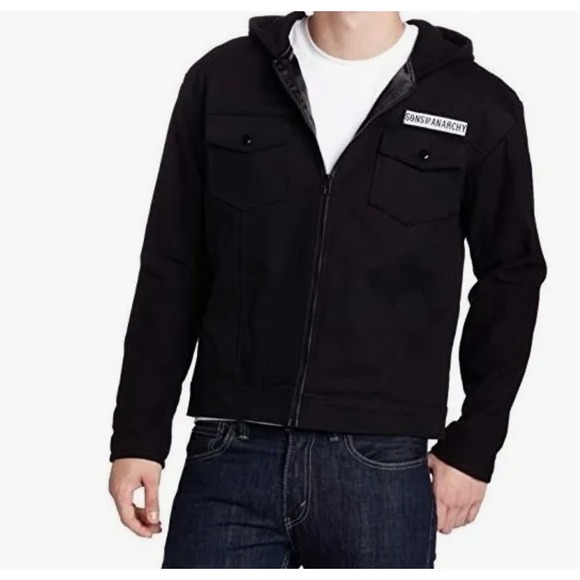 Sons Of Anarchy Black Hooded Jacket 2XL Licensed Official Apparel Biker SOA USA - Picture 1 of 9